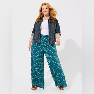 NWT Torrid Pull-On Wide Leg Pant Teal Size 00R (M/L or 10)